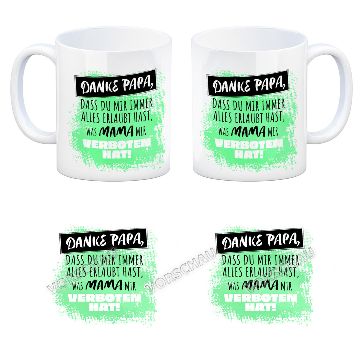 Danke Papa, ... Kaffeebecher in orange mit Spruch für den Vatertag