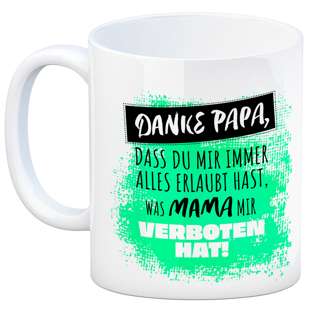 Danke Papa, ... Kaffeebecher in orange mit Spruch für den Vatertag