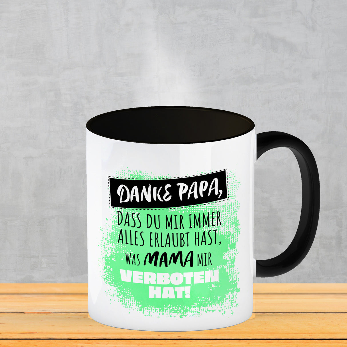 Danke Papa, ... Kaffeebecher in orange mit Spruch für den Vatertag