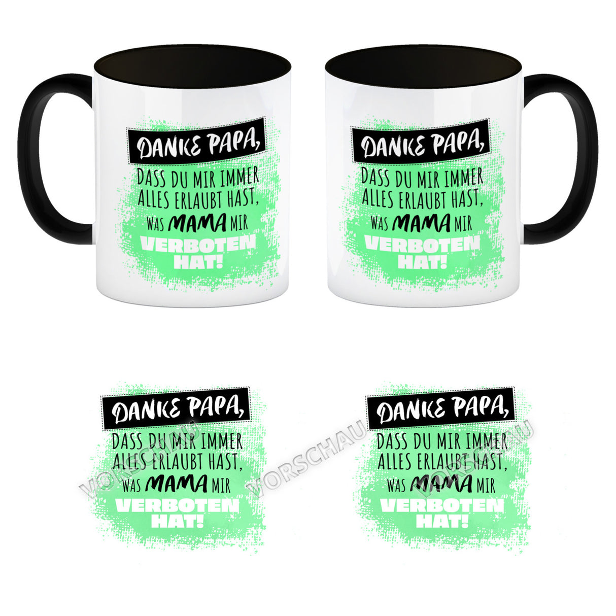 Danke Papa, ... Kaffeebecher in orange mit Spruch für den Vatertag