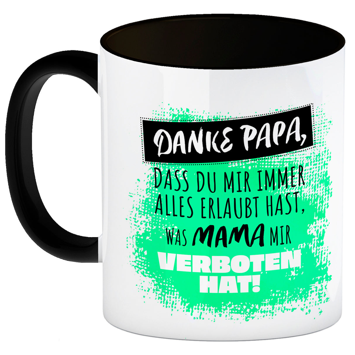 Danke Papa, ... Kaffeebecher in orange mit Spruch für den Vatertag