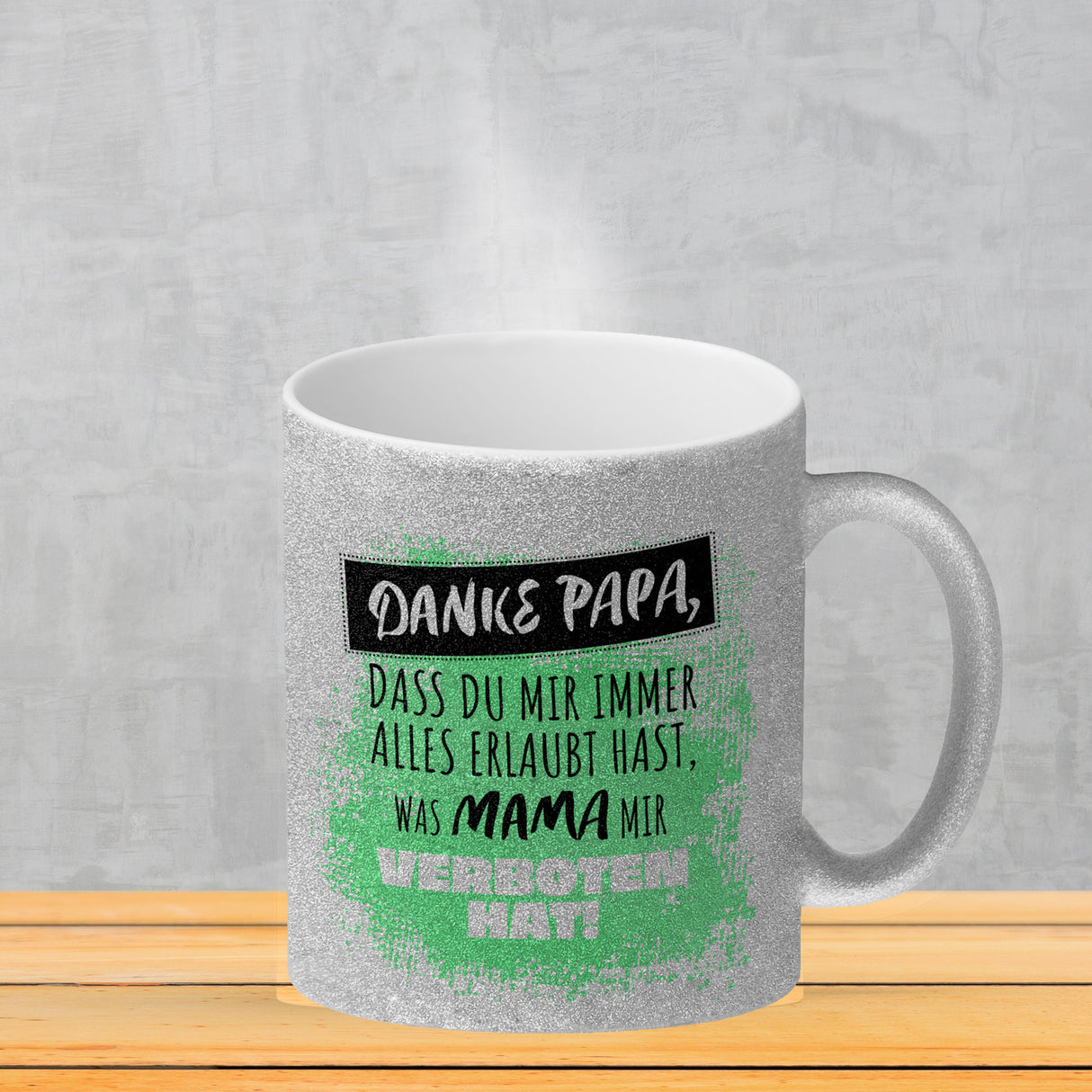 Danke Papa, ... Kaffeebecher in orange mit Spruch für den Vatertag