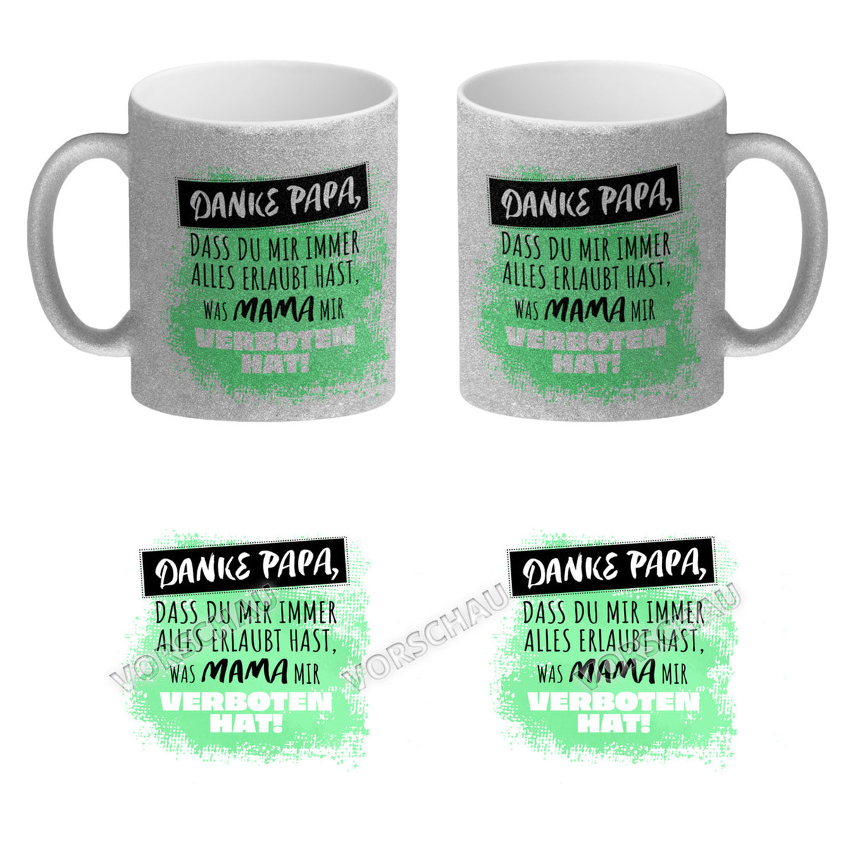 Danke Papa, ... Kaffeebecher in orange mit Spruch für den Vatertag