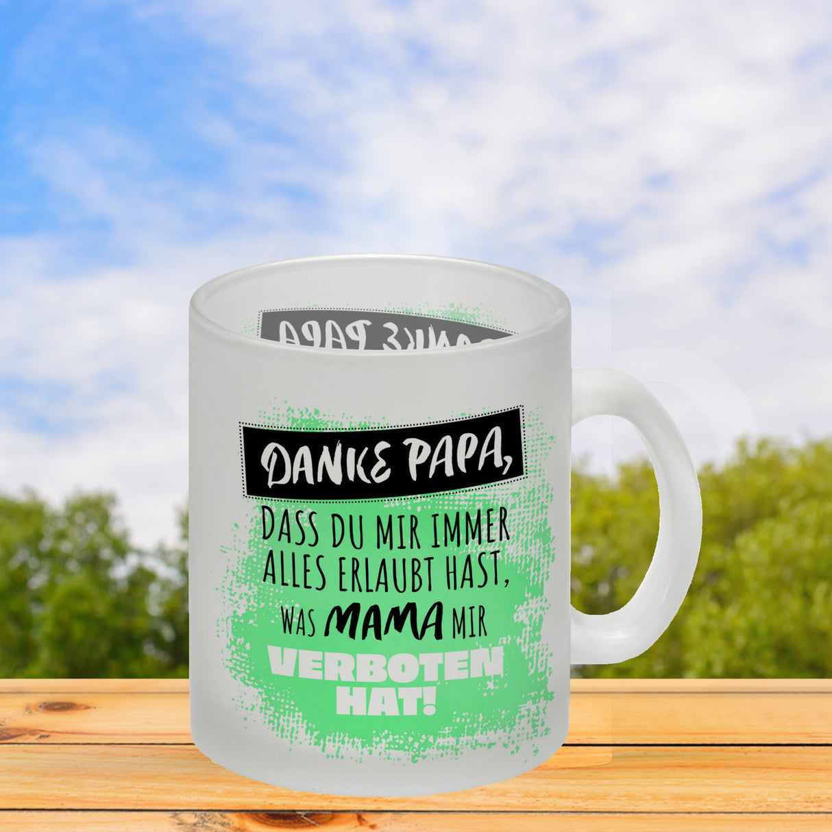 Danke Papa, ... Kaffeebecher in orange mit Spruch für den Vatertag