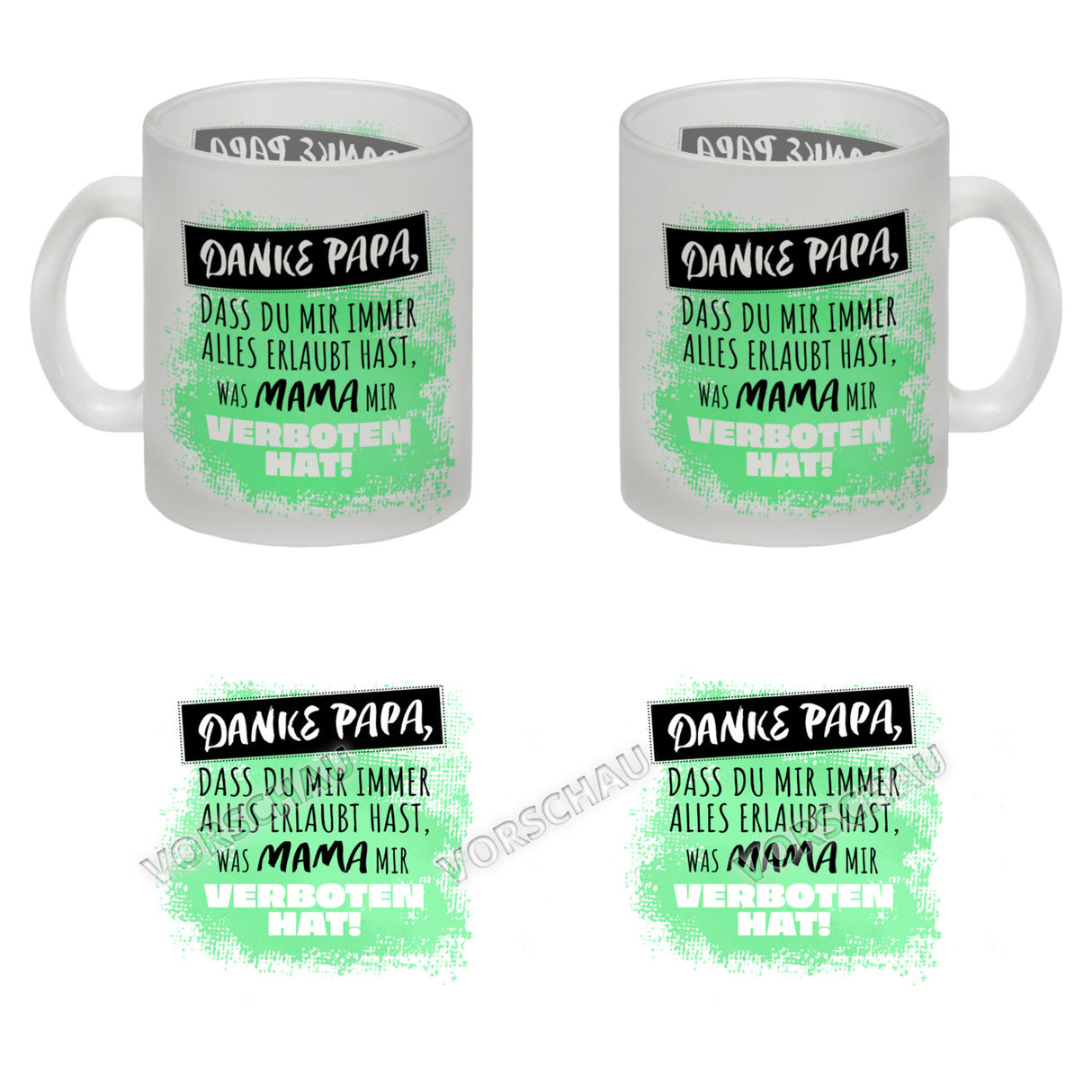 Danke Papa, ... Kaffeebecher in orange mit Spruch für den Vatertag