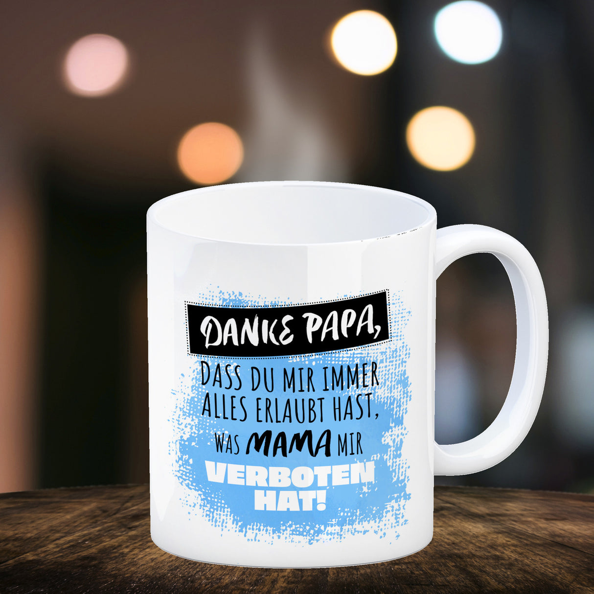 Danke Papa, ... Kaffeebecher in orange mit Spruch für den Vatertag