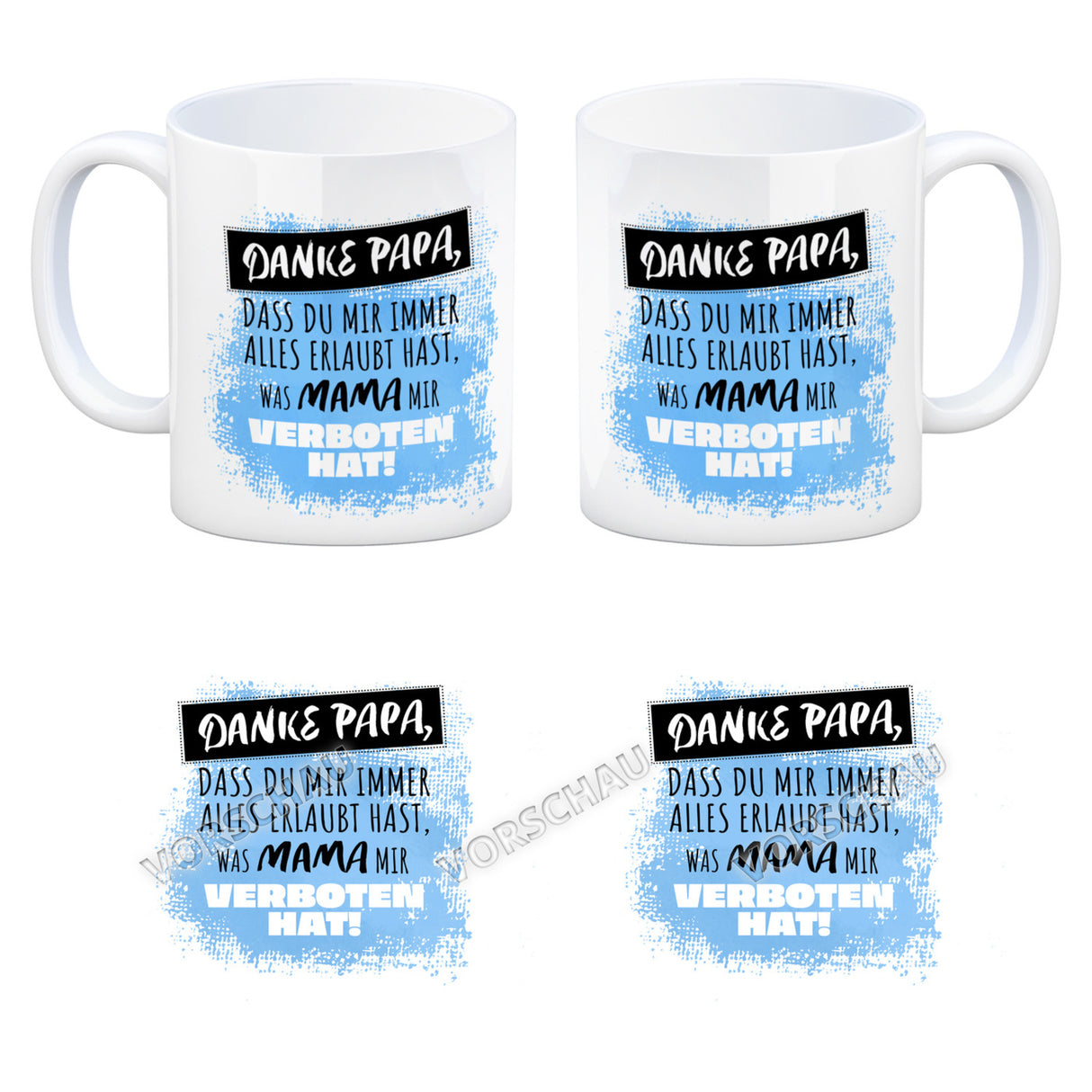 Danke Papa, ... Kaffeebecher in orange mit Spruch für den Vatertag