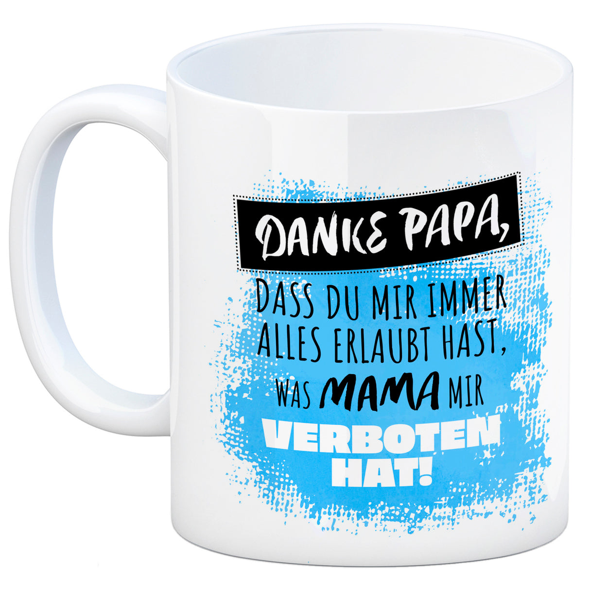 Danke Papa, ... Kaffeebecher in orange mit Spruch für den Vatertag