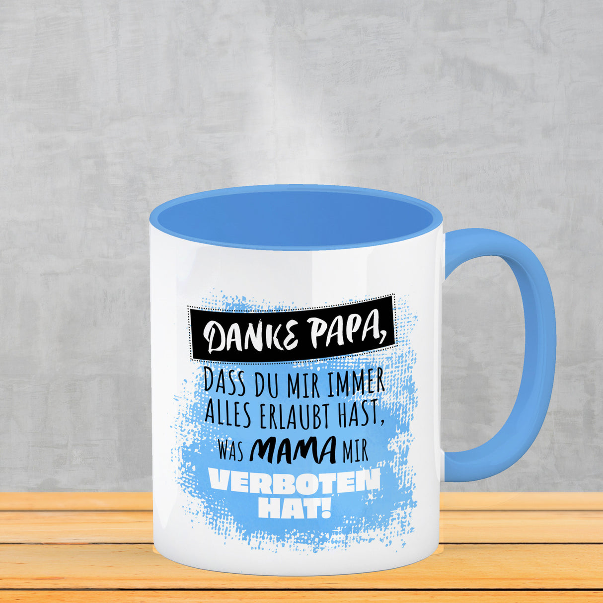 Danke Papa, ... Kaffeebecher in orange mit Spruch für den Vatertag