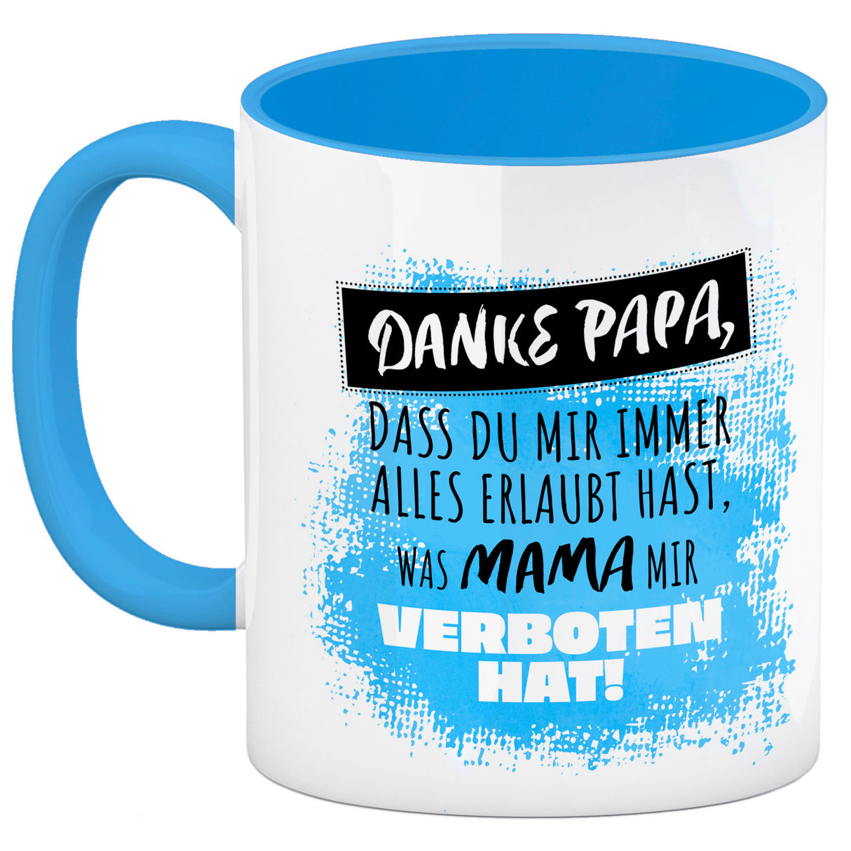 Danke Papa, ... Kaffeebecher in orange mit Spruch für den Vatertag