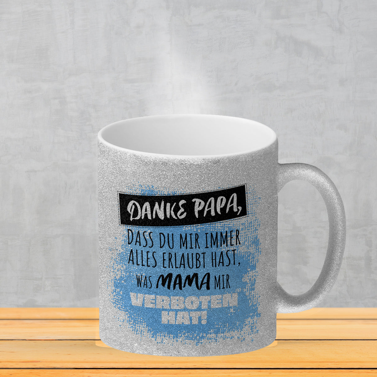 Danke Papa, ... Kaffeebecher in orange mit Spruch für den Vatertag