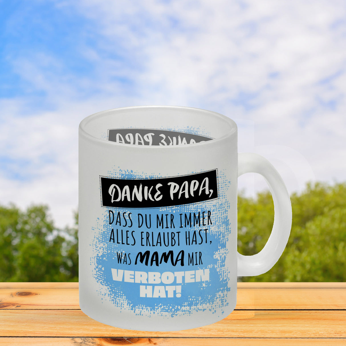 Danke Papa, ... Kaffeebecher in orange mit Spruch für den Vatertag