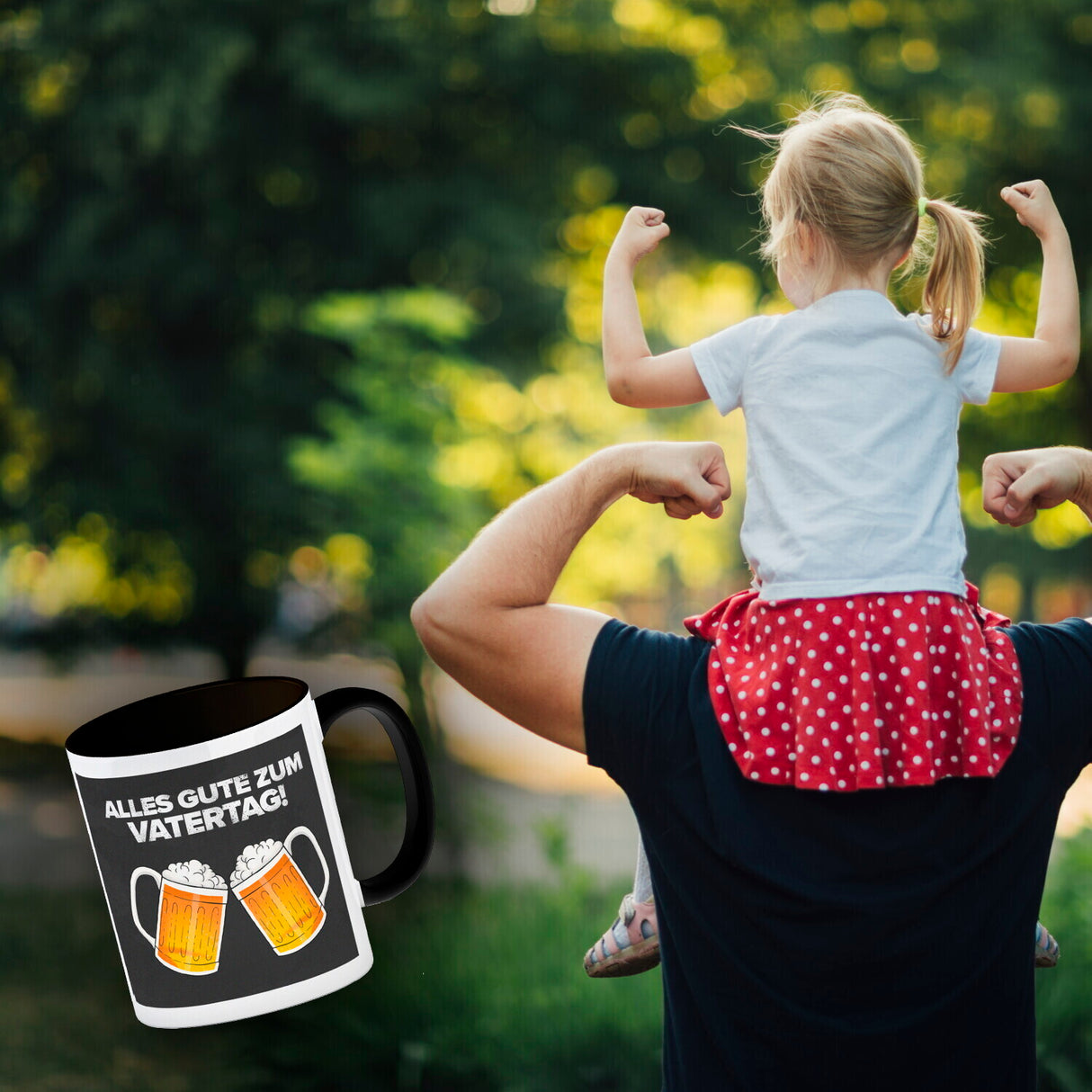 Alles gute zum Vatertag Kaffeebecher mit prostenden Bierkrügen