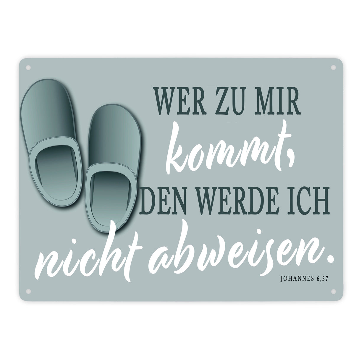 Bibelvers aus dem Johannes Evangelium Schild grau Gastfreundschaft