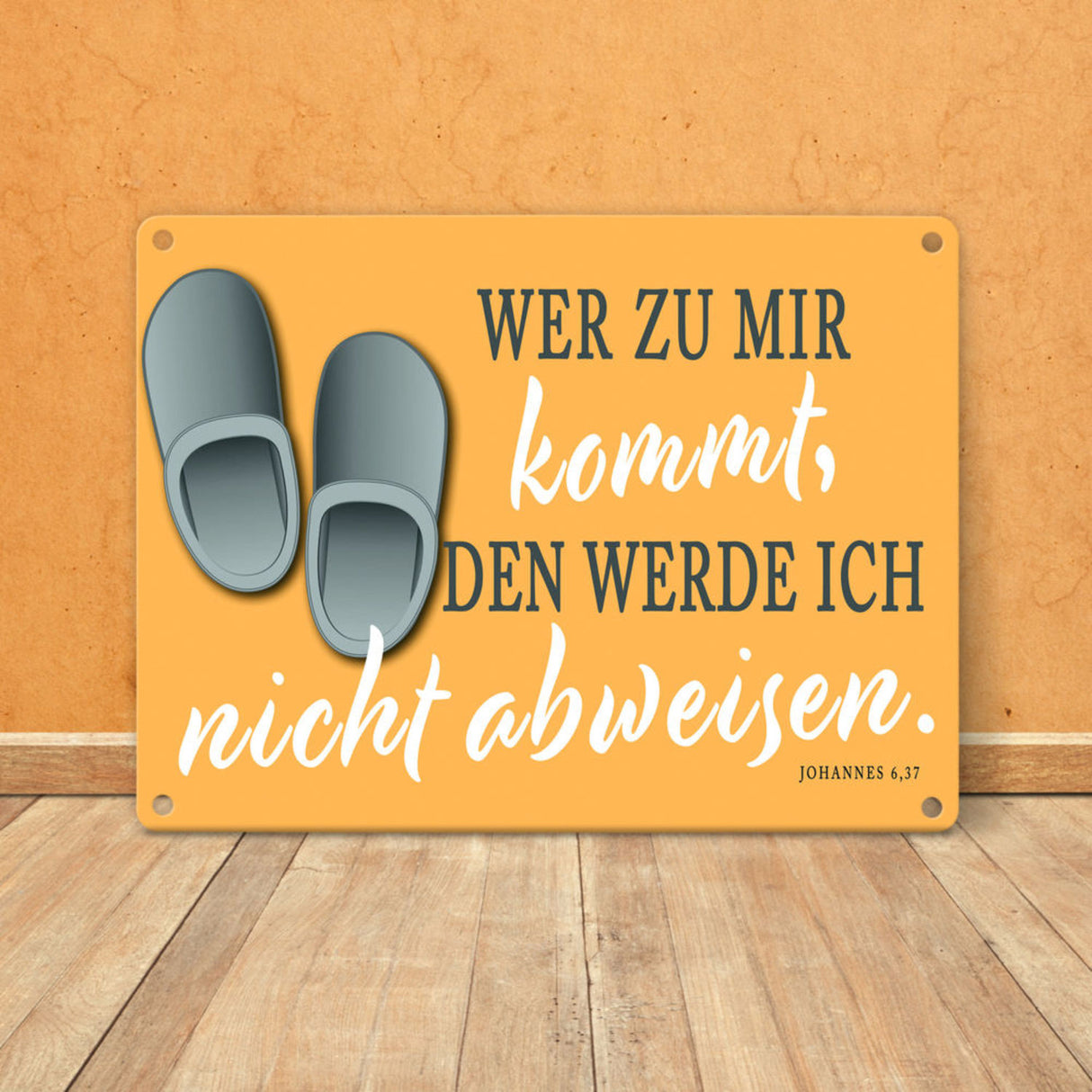 Bibelvers aus dem Johannes Evangelium Schild grau Gastfreundschaft