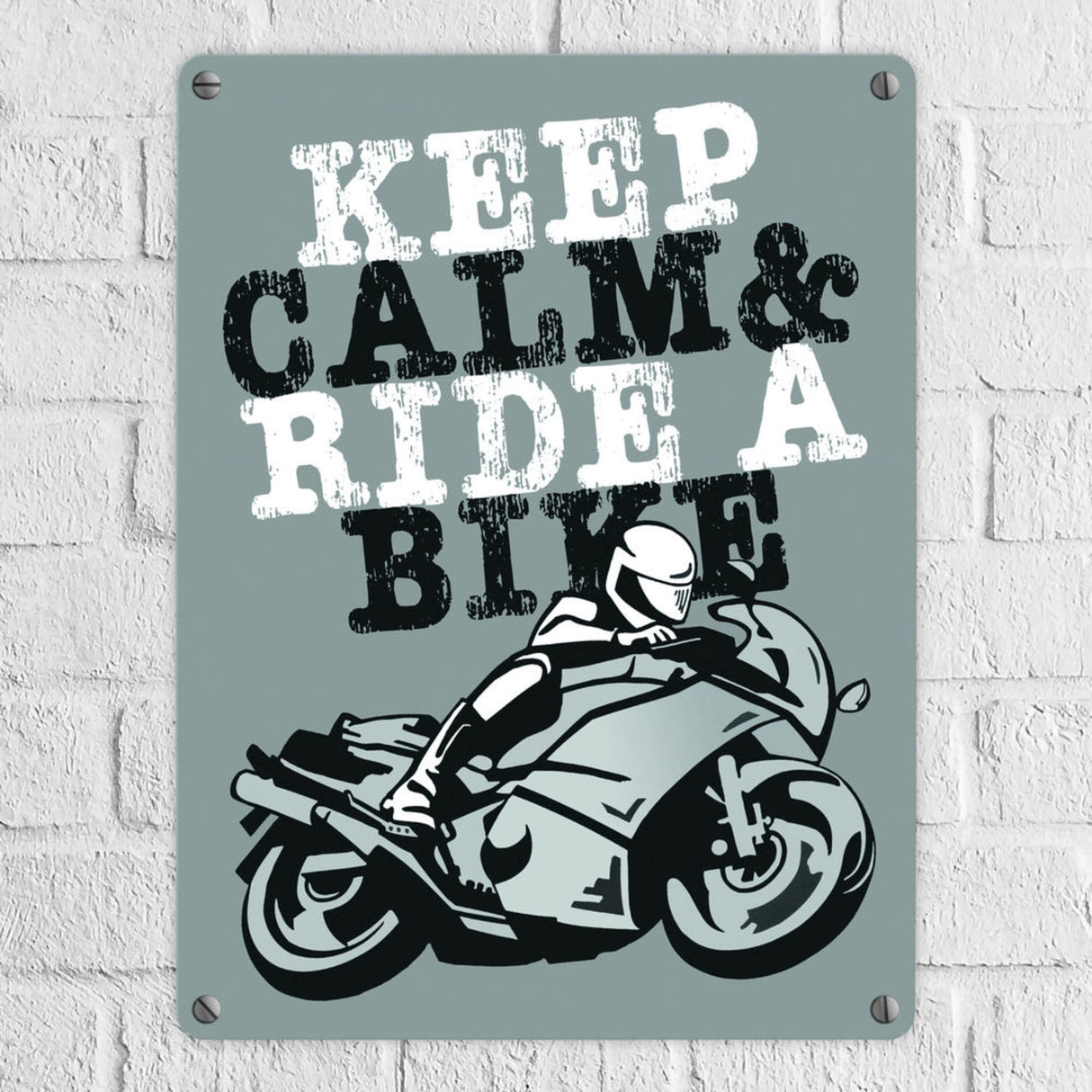 Keep calm & ride a bike Metallschild zum Thema Motorrad fahren