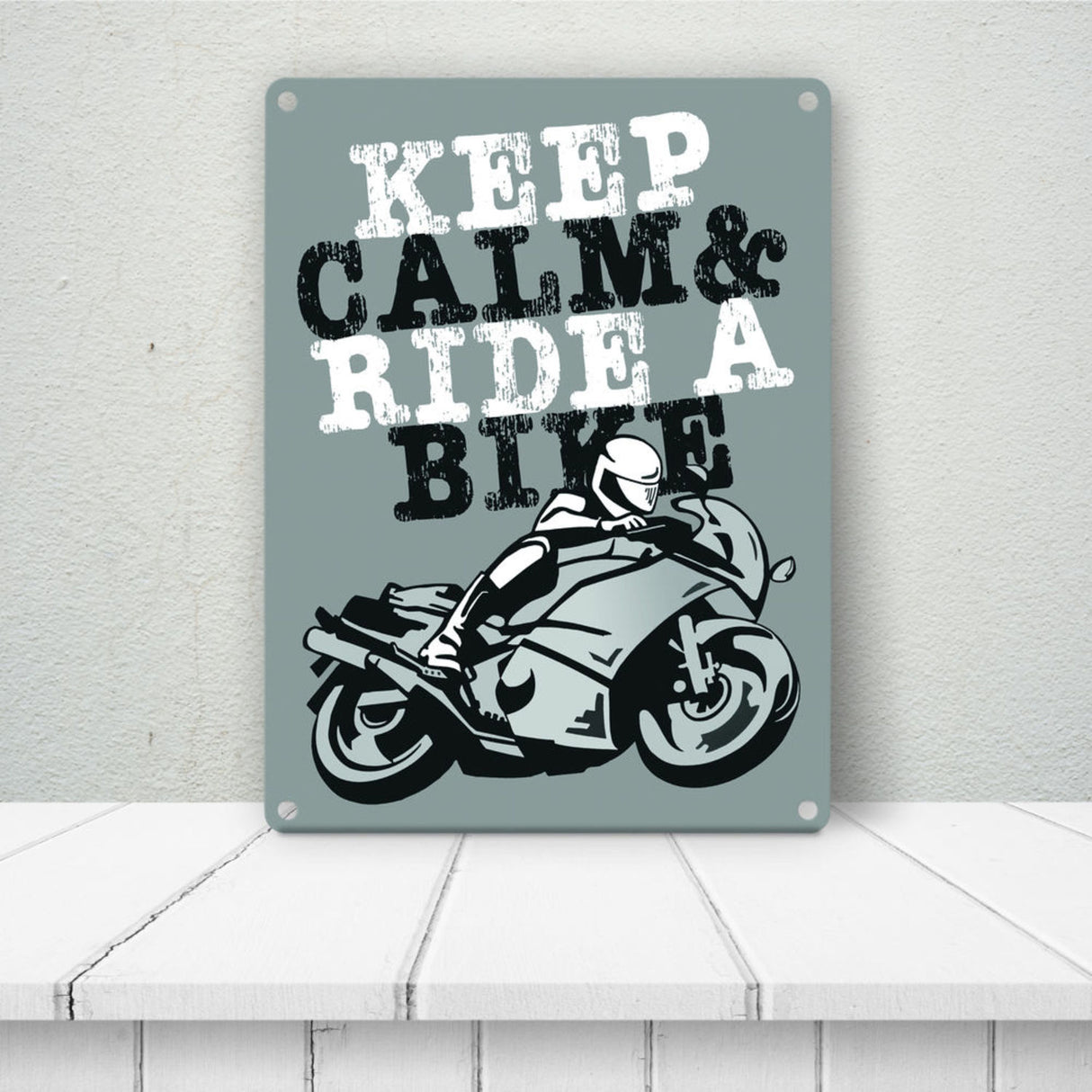 Keep calm & ride a bike Metallschild zum Thema Motorrad fahren