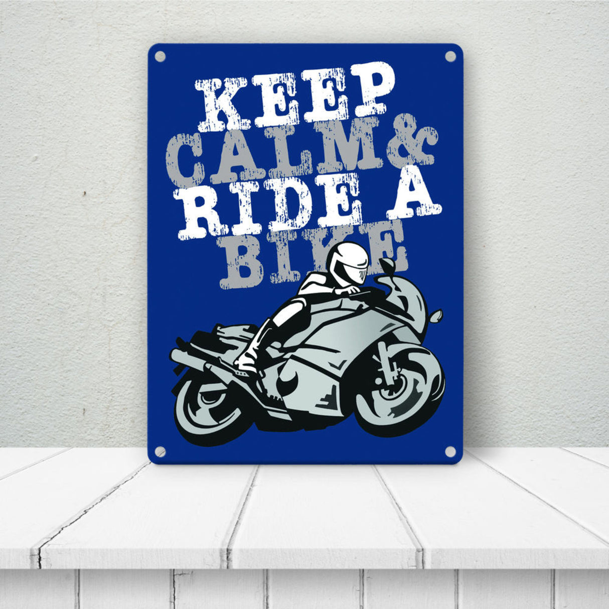 Keep calm & ride a bike Metallschild zum Thema Motorrad fahren