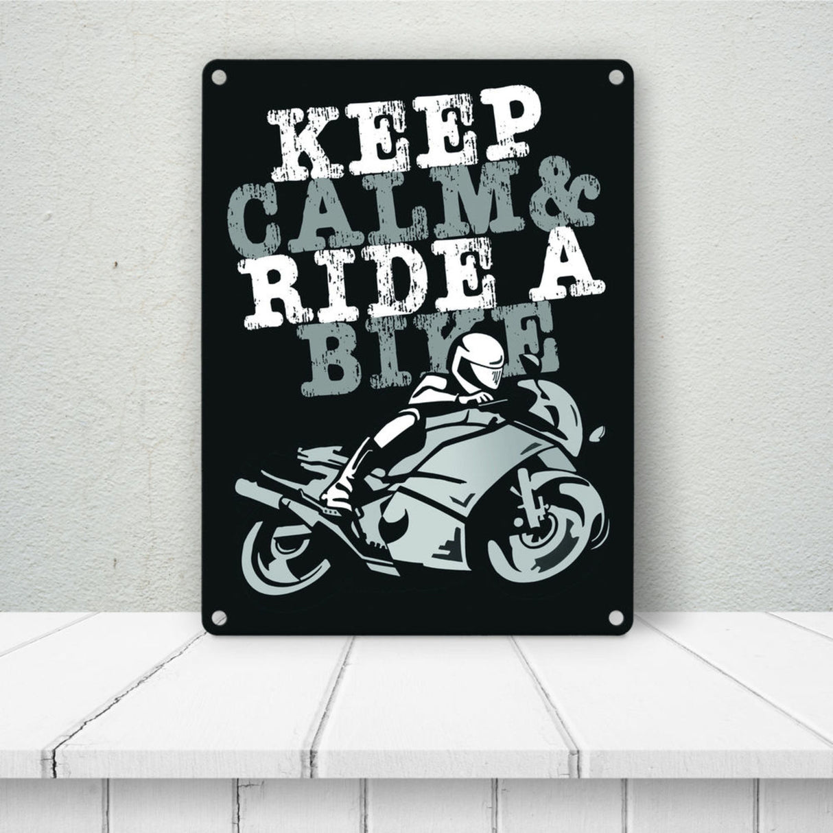 Keep calm & ride a bike Metallschild zum Thema Motorrad fahren