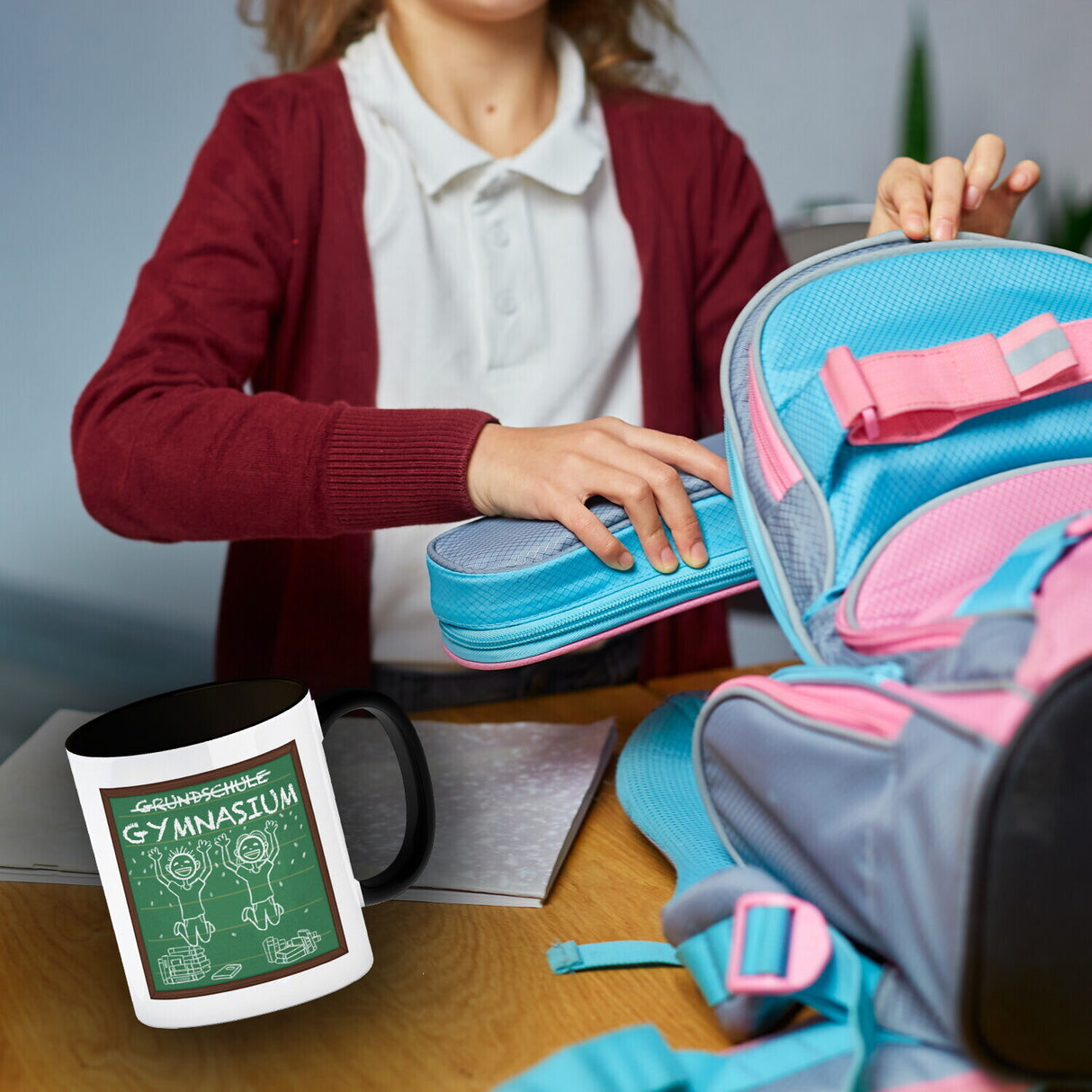 Gymnasium Kaffeebecher für die weiterführende Schule im Tafellook