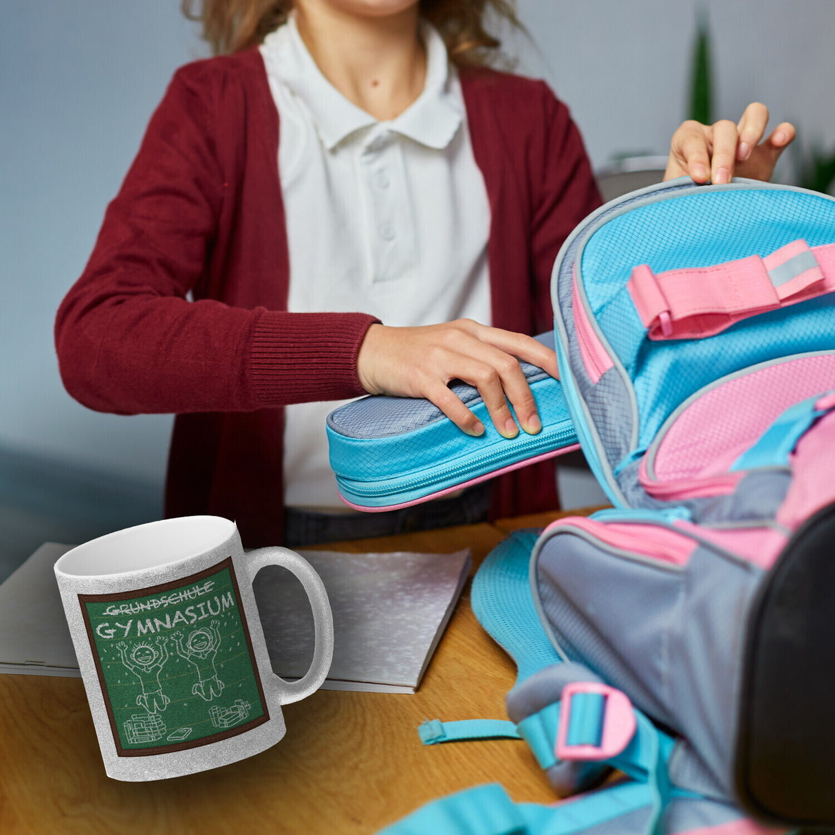 Gymnasium Kaffeebecher für die weiterführende Schule im Tafellook