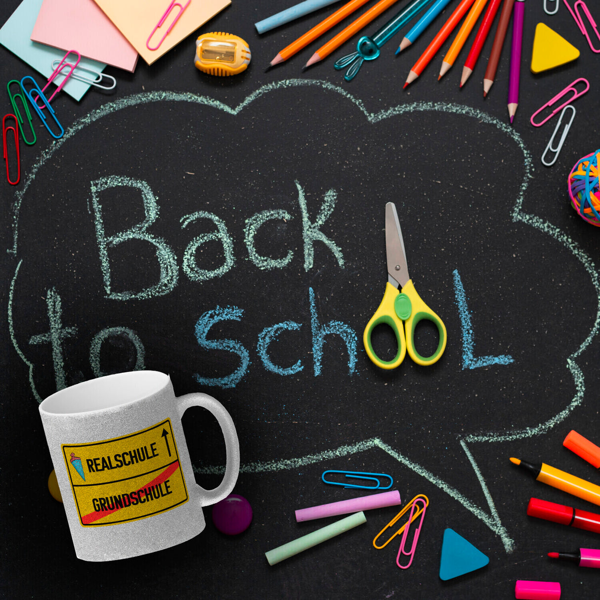 Realschule Ortsschild Kaffeebecher zur Einschulung