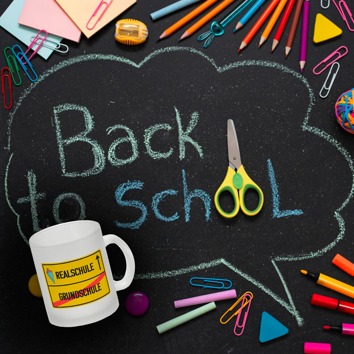 Realschule Ortsschild Kaffeebecher zur Einschulung