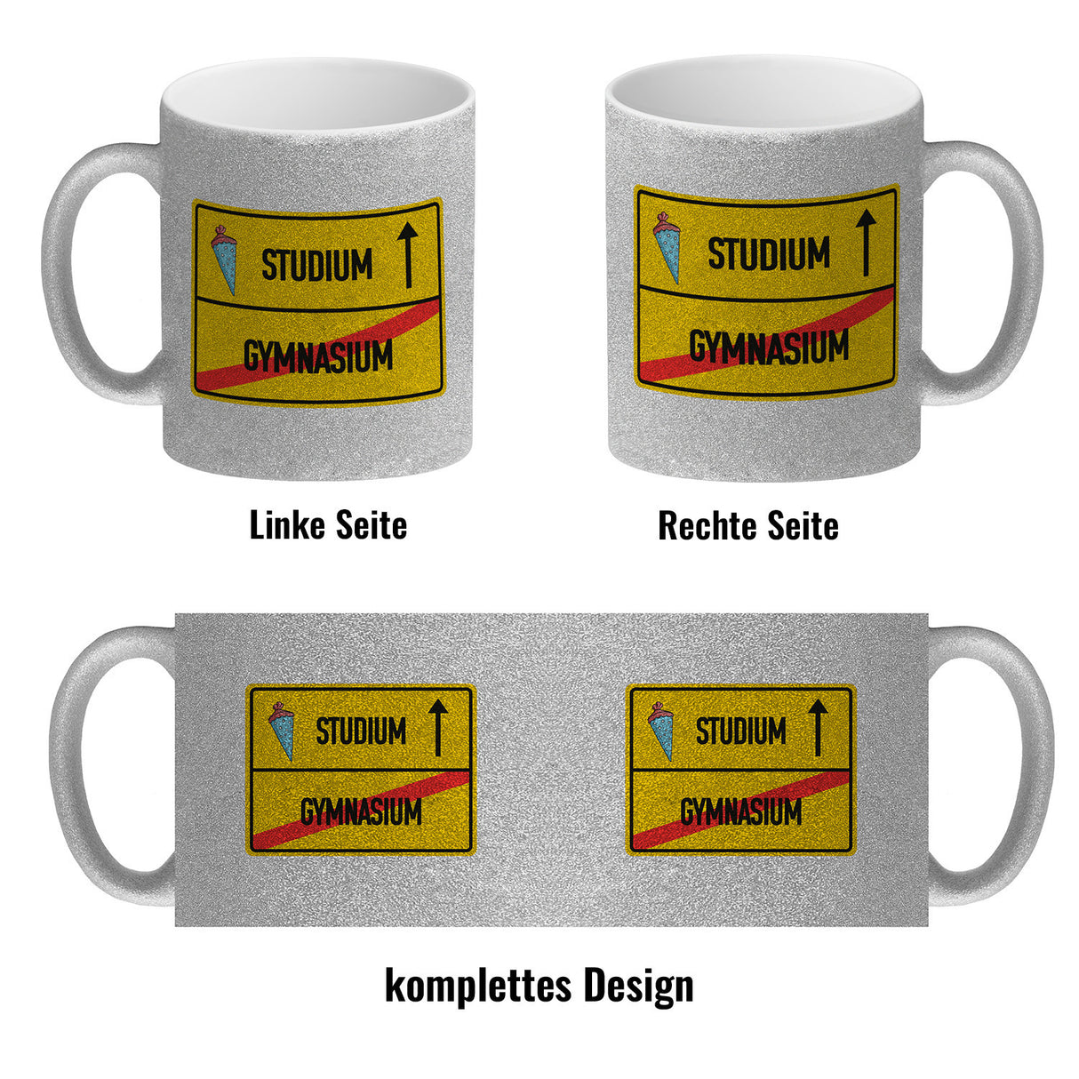 Studium Ortsschild Kaffeebecher zum Studienbeginn