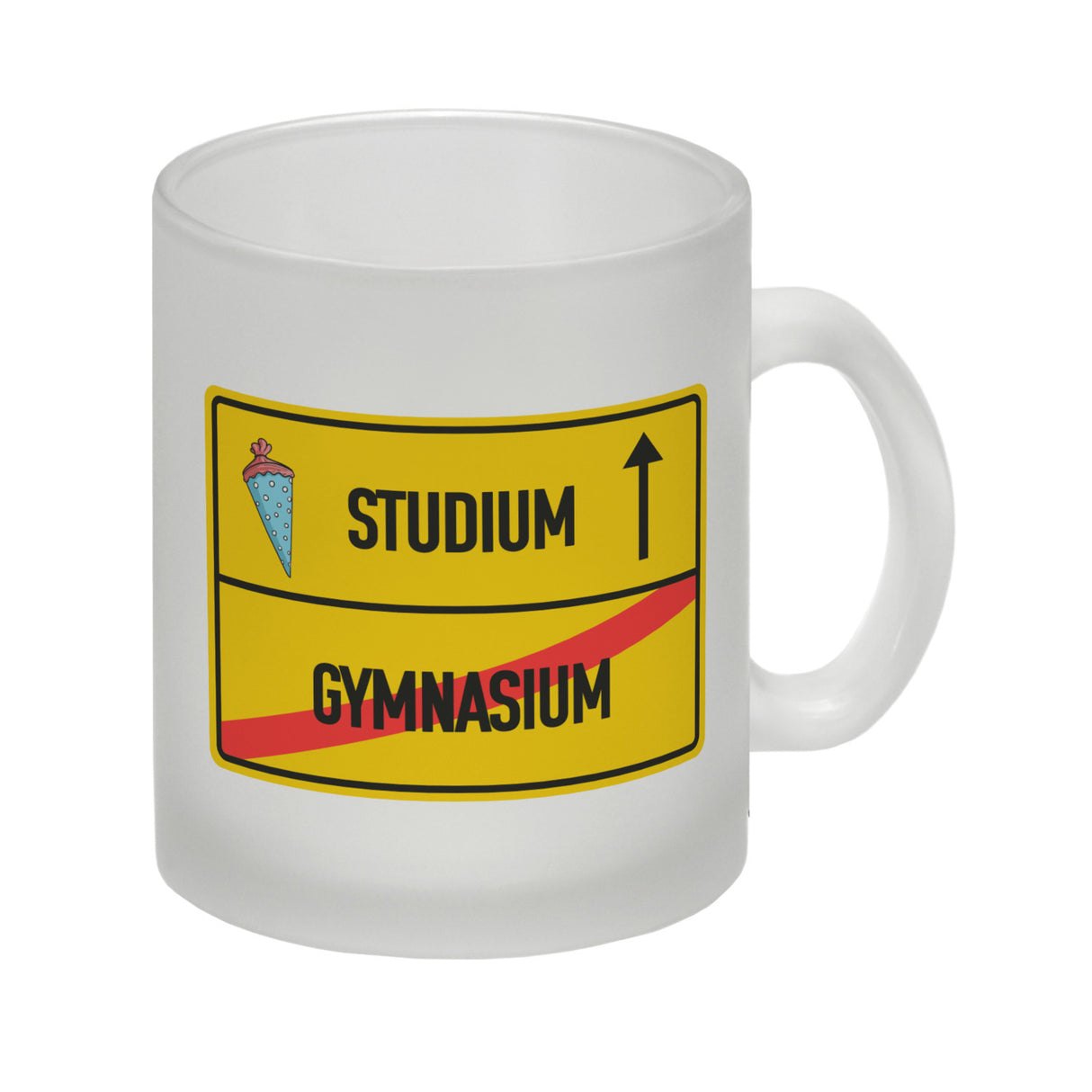 Studium Ortsschild Kaffeebecher zum Studienbeginn