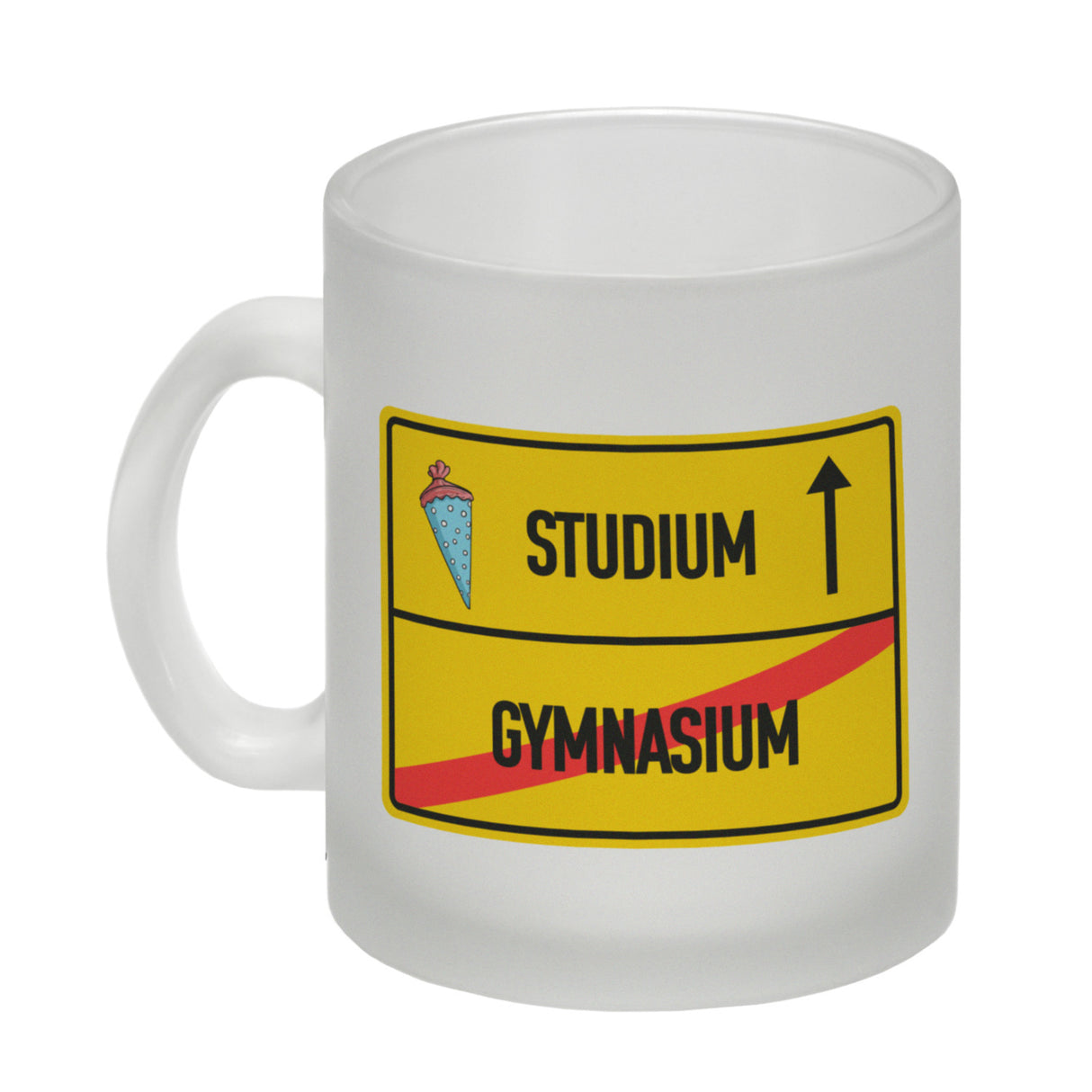 Studium Ortsschild Kaffeebecher zum Studienbeginn