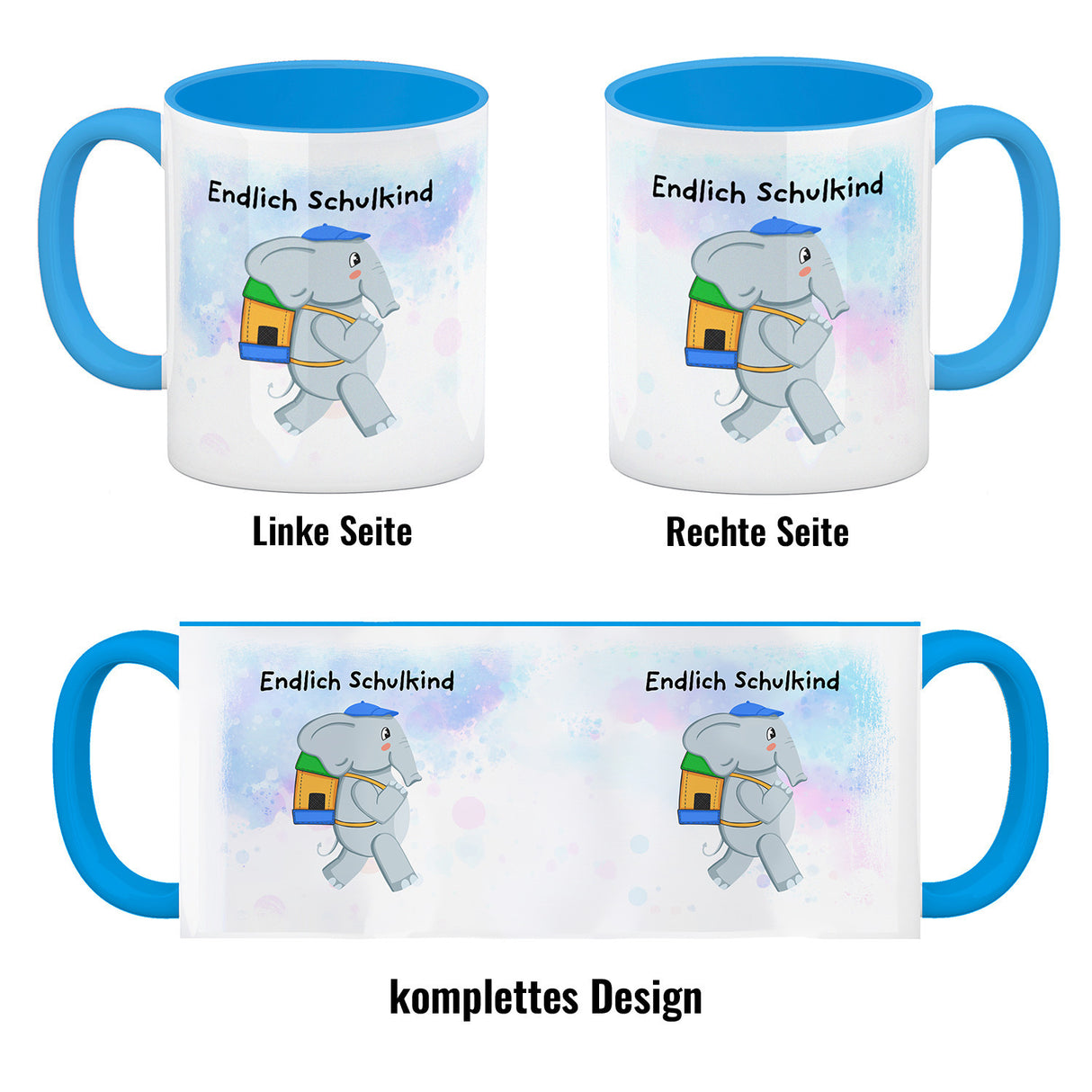Endlich Schulkind Elefant Kaffeebecher für die Einschulung