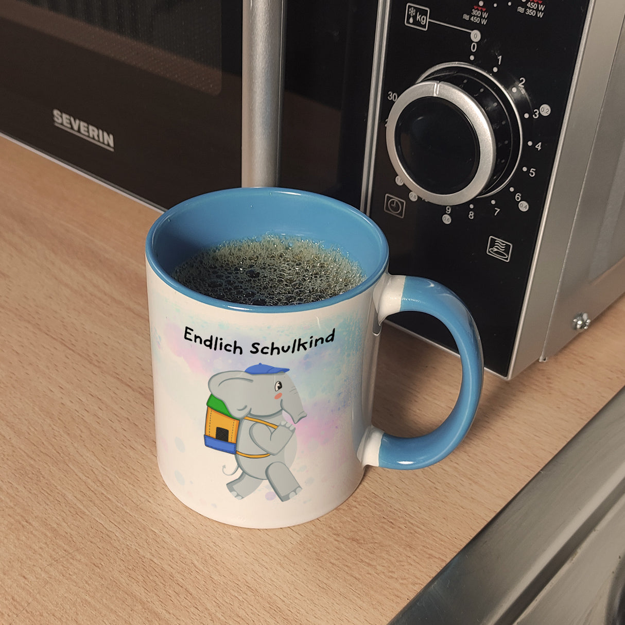 Endlich Schulkind Elefant Kaffeebecher für die Einschulung
