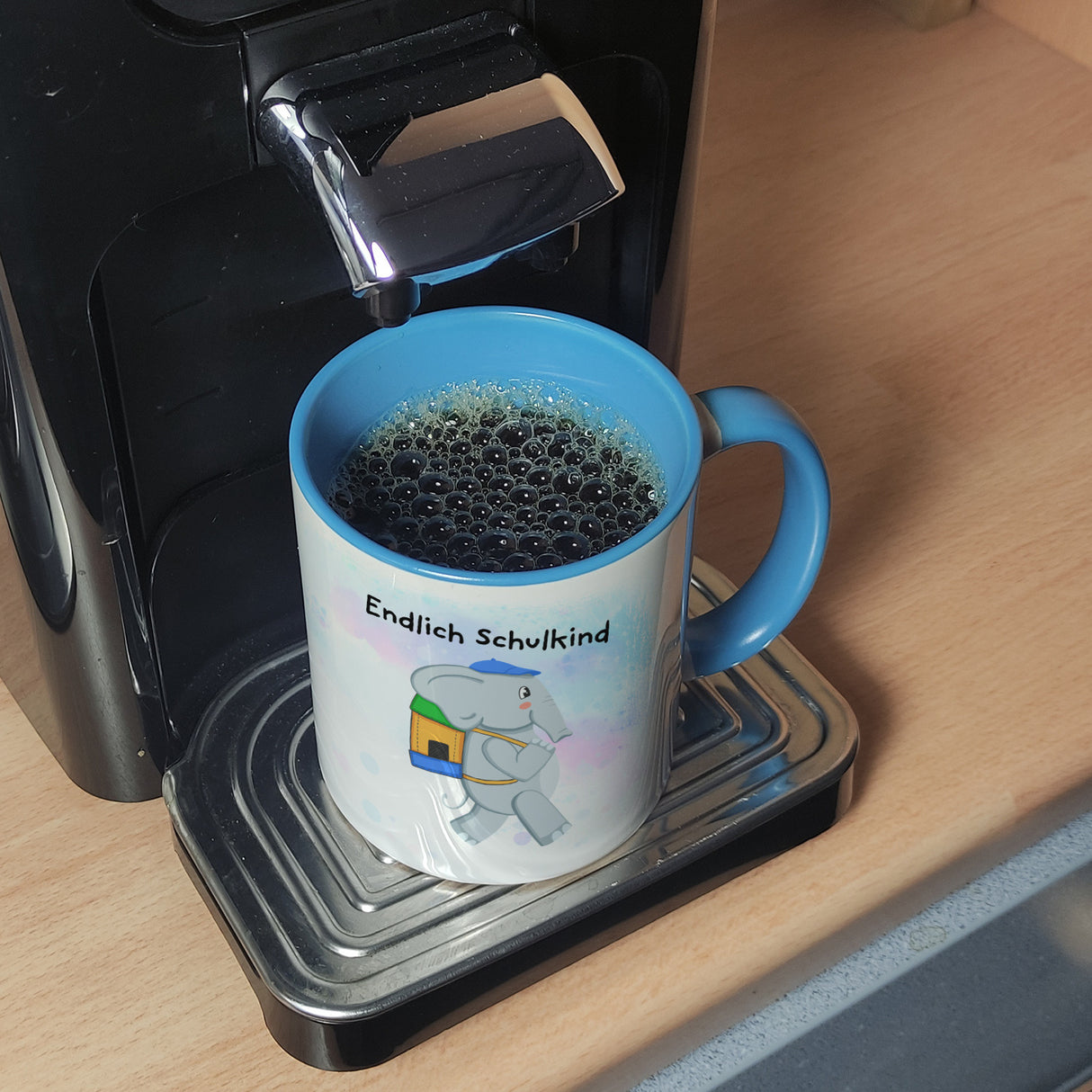Endlich Schulkind Elefant Kaffeebecher für die Einschulung