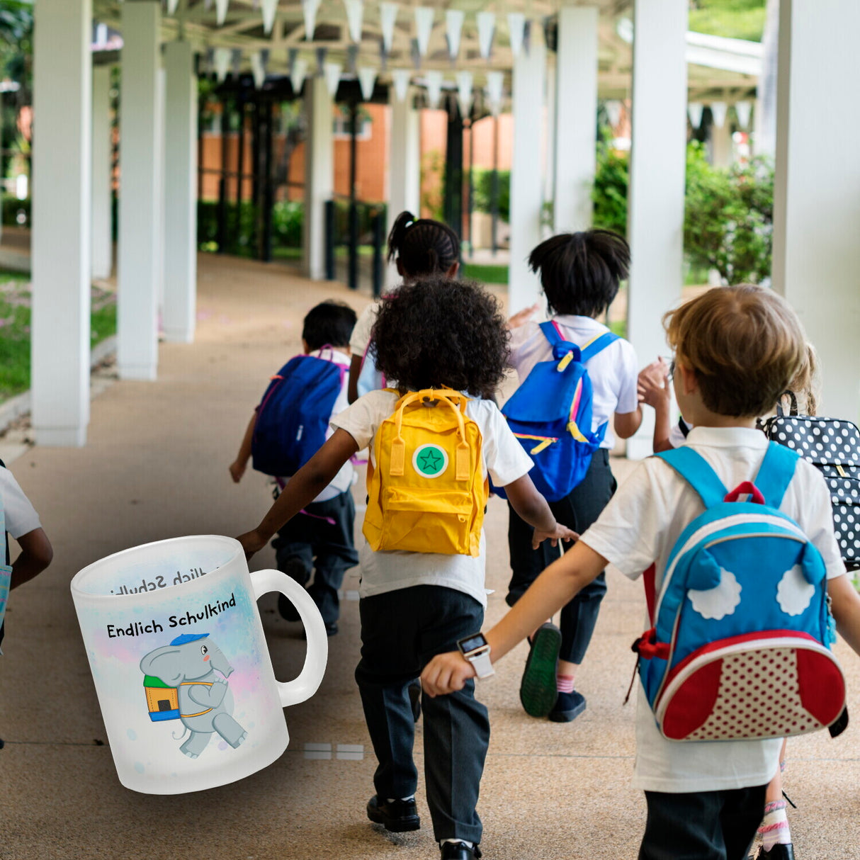 Endlich Schulkind Elefant Kaffeebecher für die Einschulung