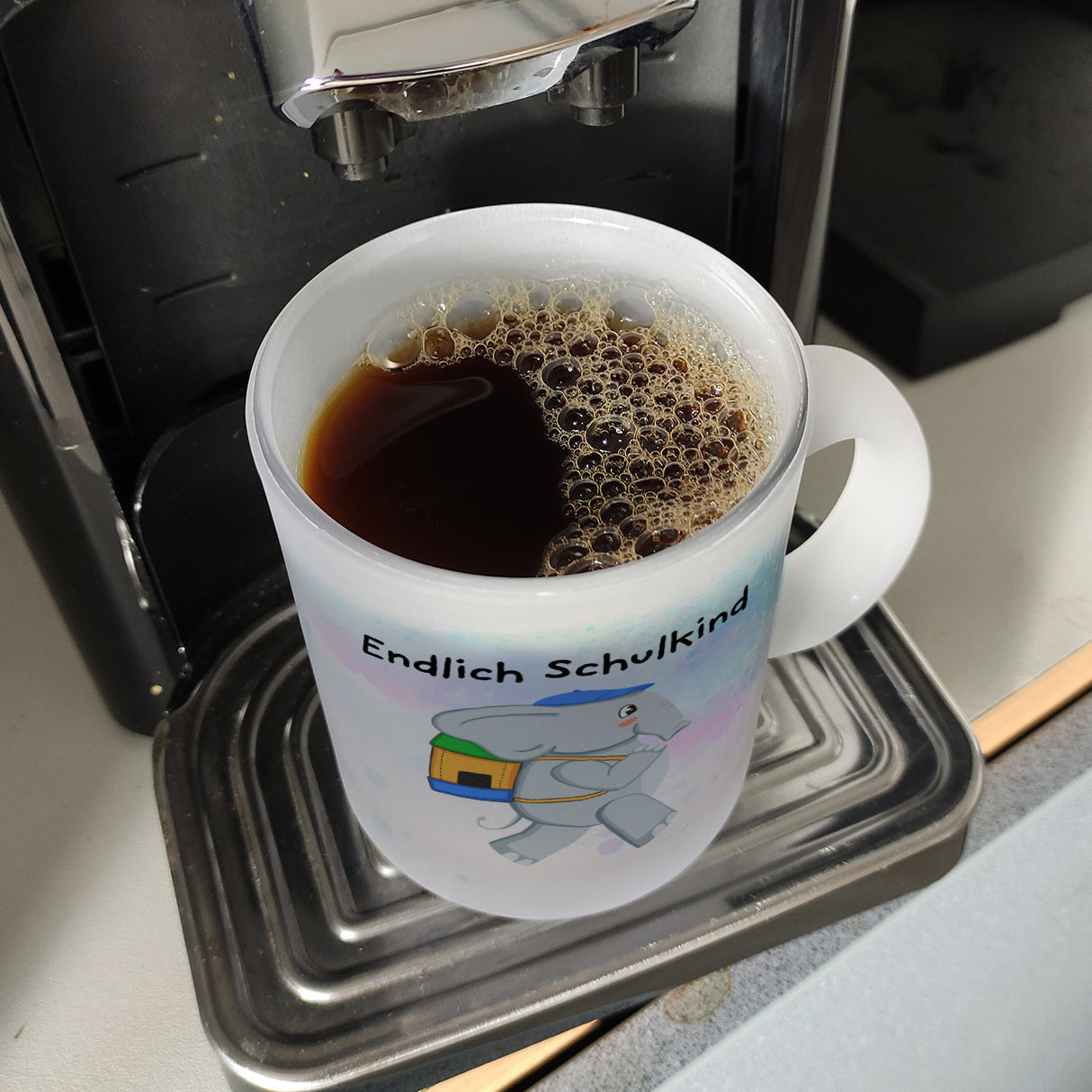 Endlich Schulkind Elefant Kaffeebecher für die Einschulung