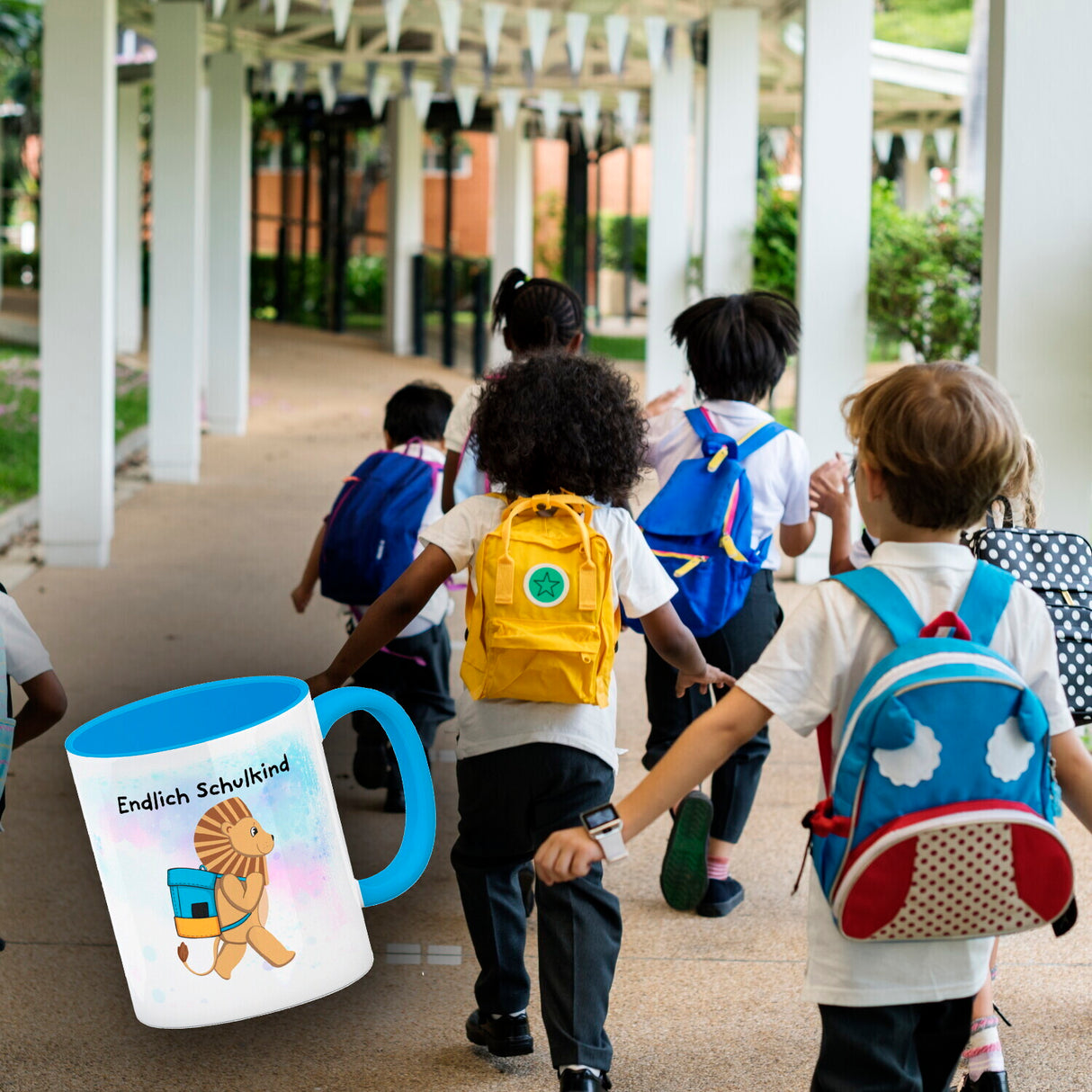 Endlich Schulkind Löwe Kaffeebecher für die Einschulung