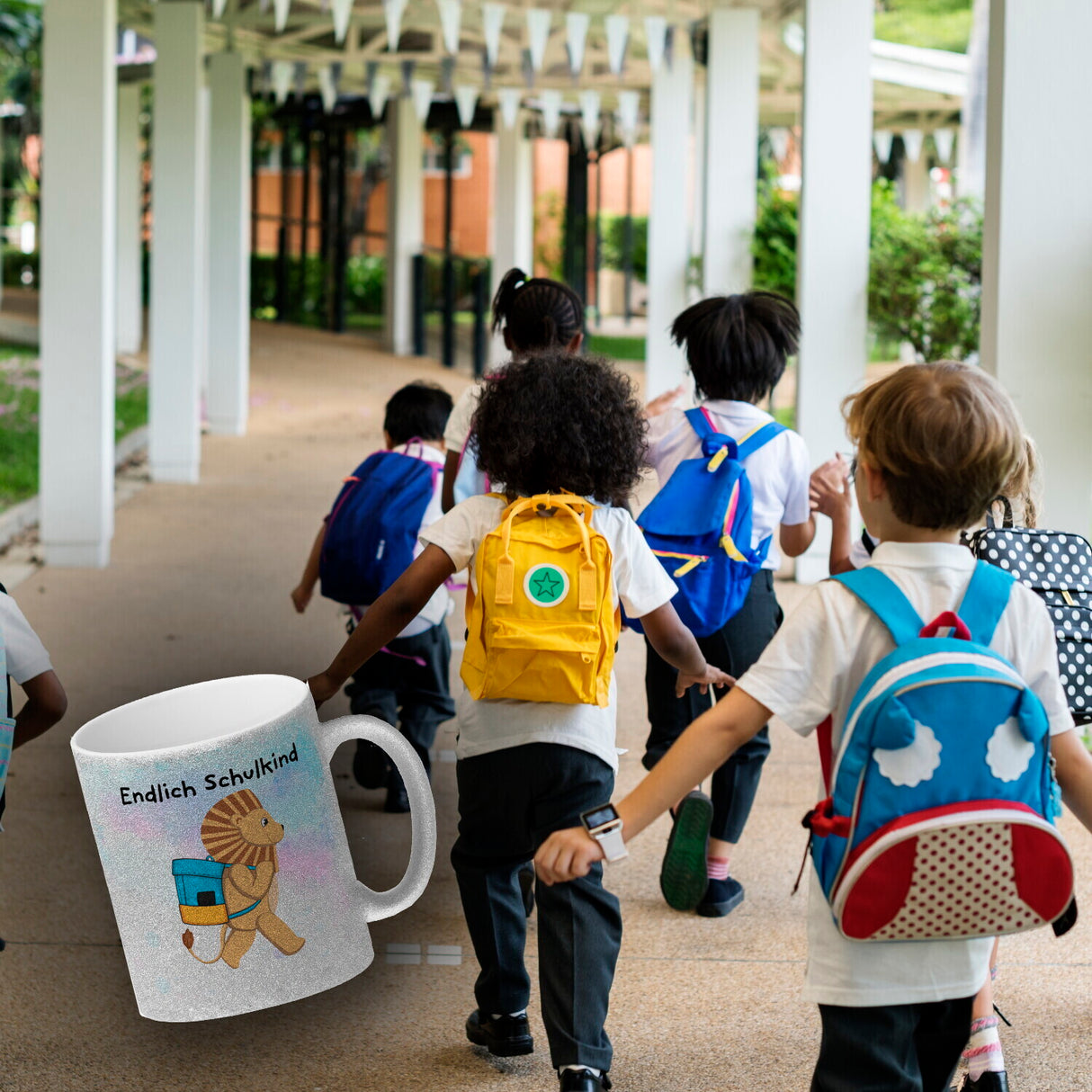 Endlich Schulkind Löwe Kaffeebecher für die Einschulung