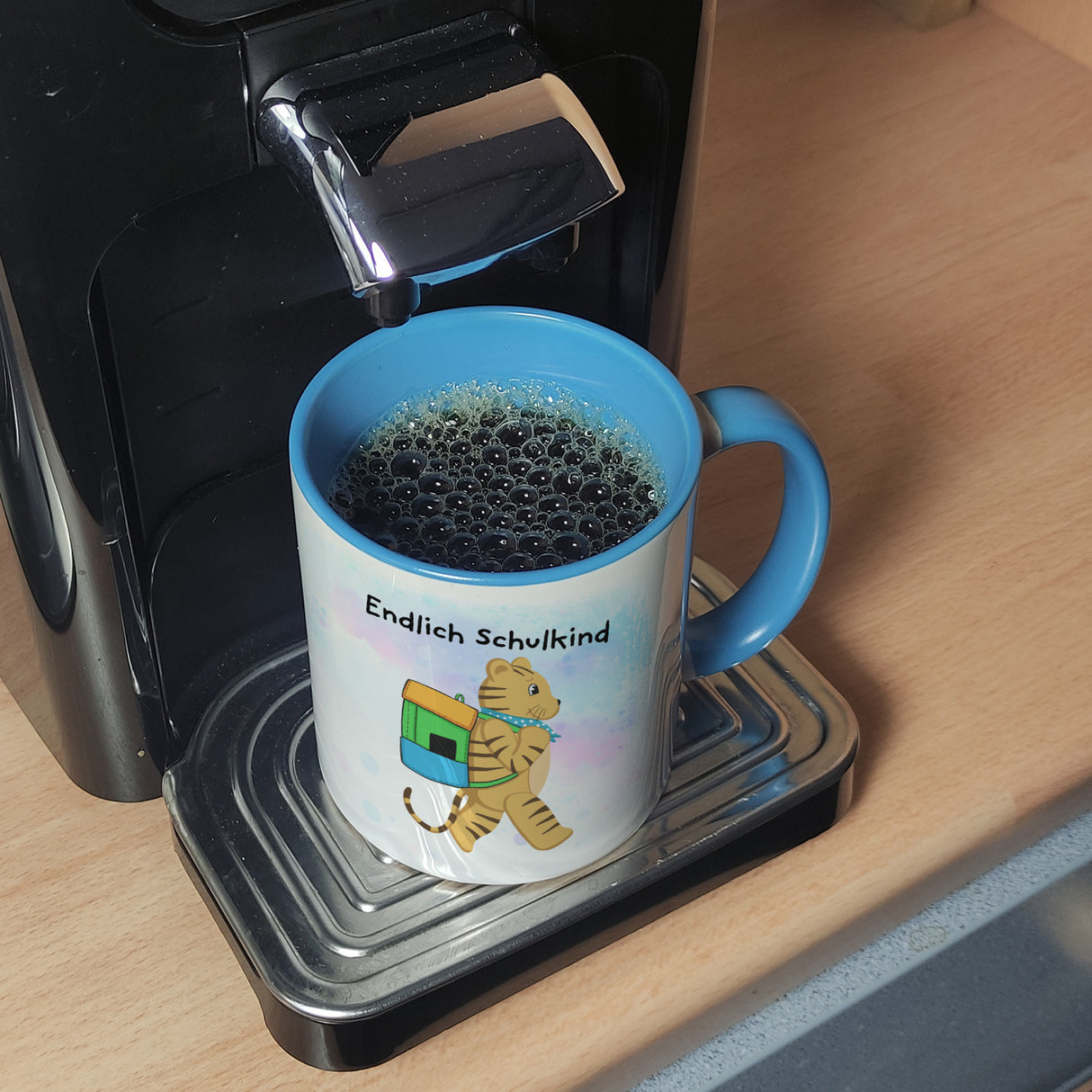 Endlich Schulkind Tiger Kaffeebecher für die Einschulung