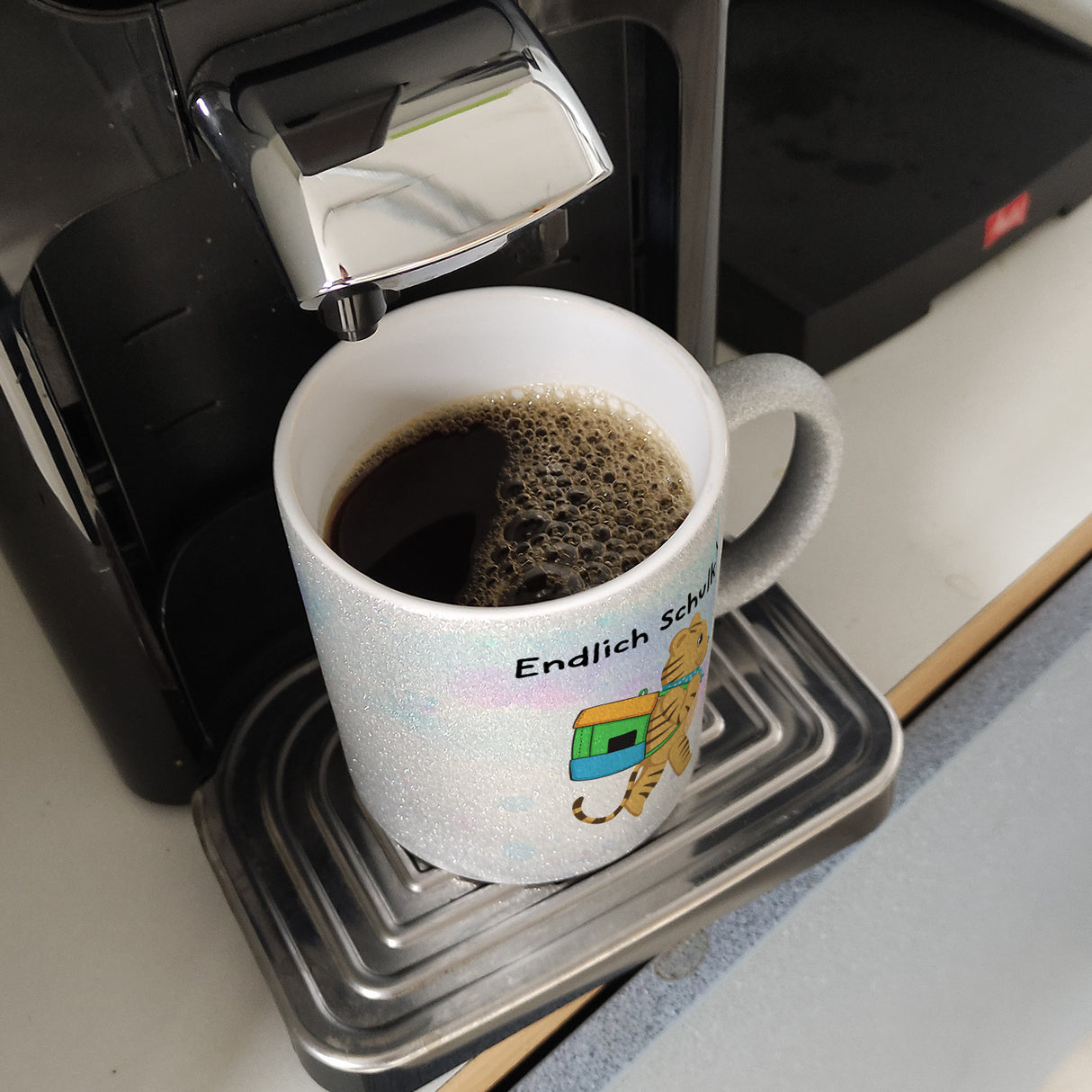 Endlich Schulkind Tiger Kaffeebecher für die Einschulung