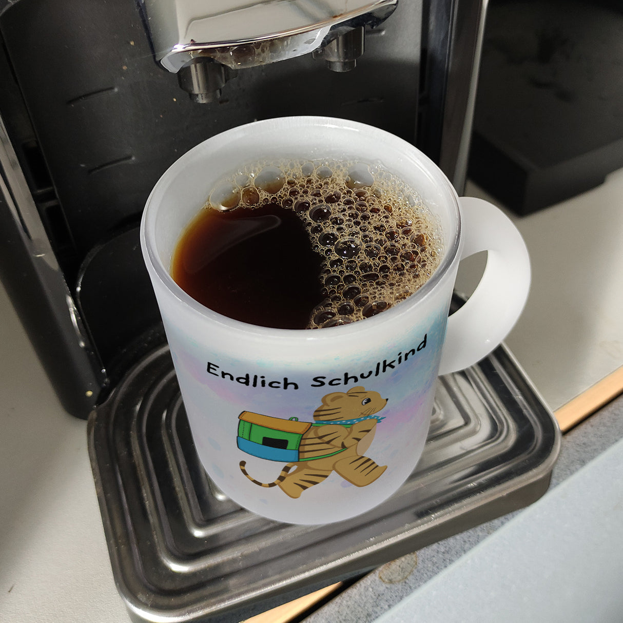 Endlich Schulkind Tiger Kaffeebecher für die Einschulung