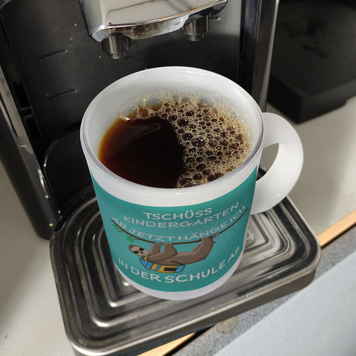 Tschüss Kindergarten... Faultier Kaffeebecher für die Einschulung