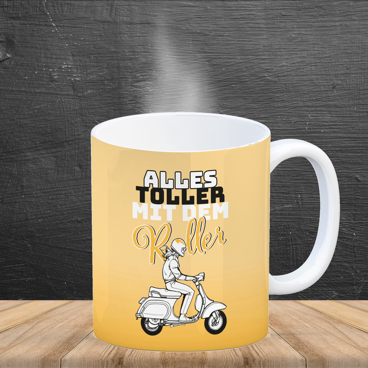 Alles toller mit dem Roller Kaffeebecher in {rosa} mit Rollerfahrerin