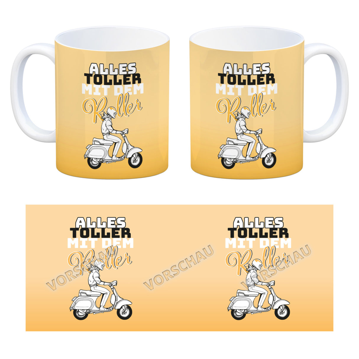 Alles toller mit dem Roller Kaffeebecher in {rosa} mit Rollerfahrerin
