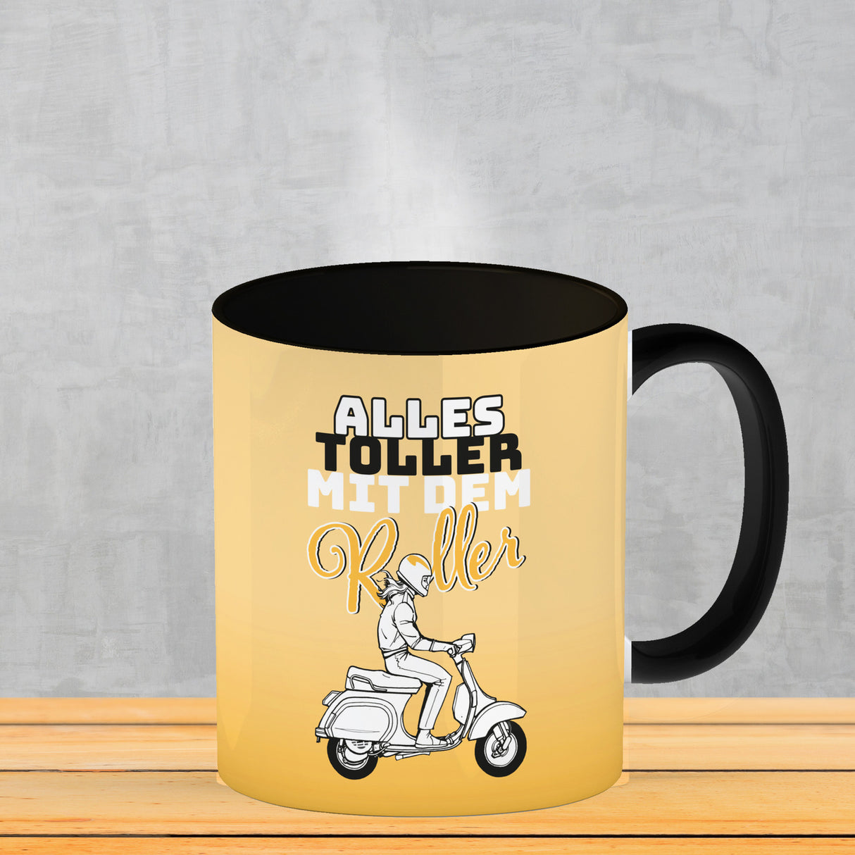 Alles toller mit dem Roller Kaffeebecher in {rosa} mit Rollerfahrerin