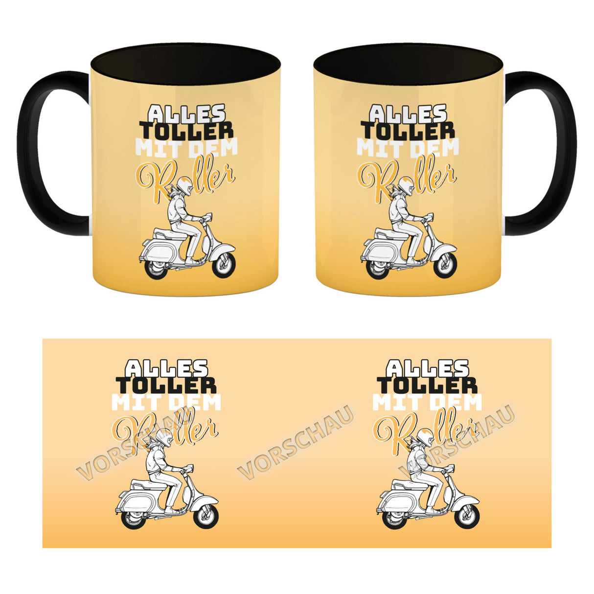 Alles toller mit dem Roller Kaffeebecher in {rosa} mit Rollerfahrerin