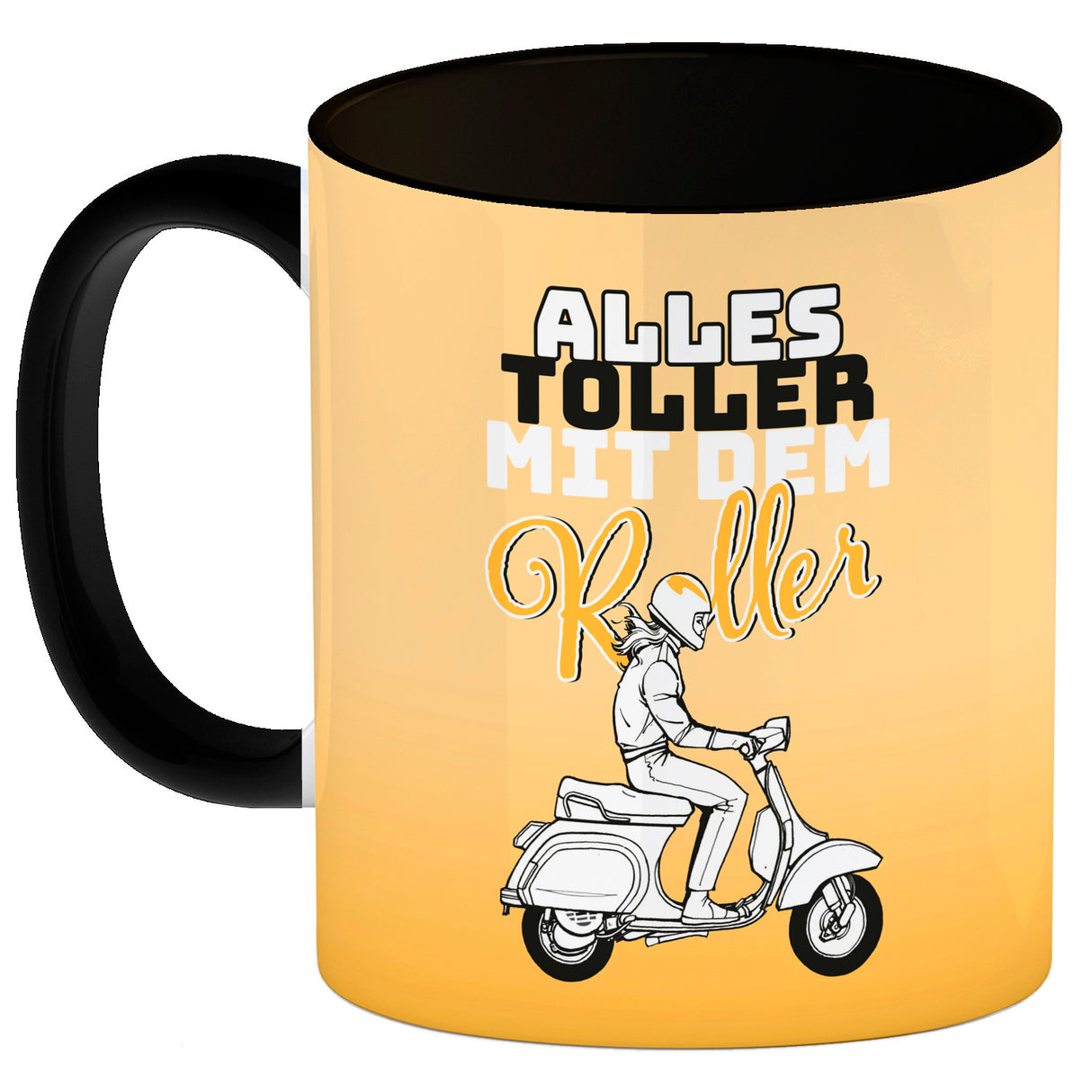 Alles toller mit dem Roller Kaffeebecher in {rosa} mit Rollerfahrerin
