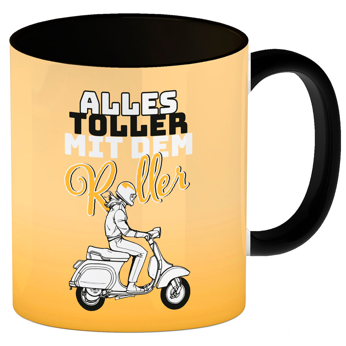 Alles toller mit dem Roller Kaffeebecher in {rosa} mit Rollerfahrerin
