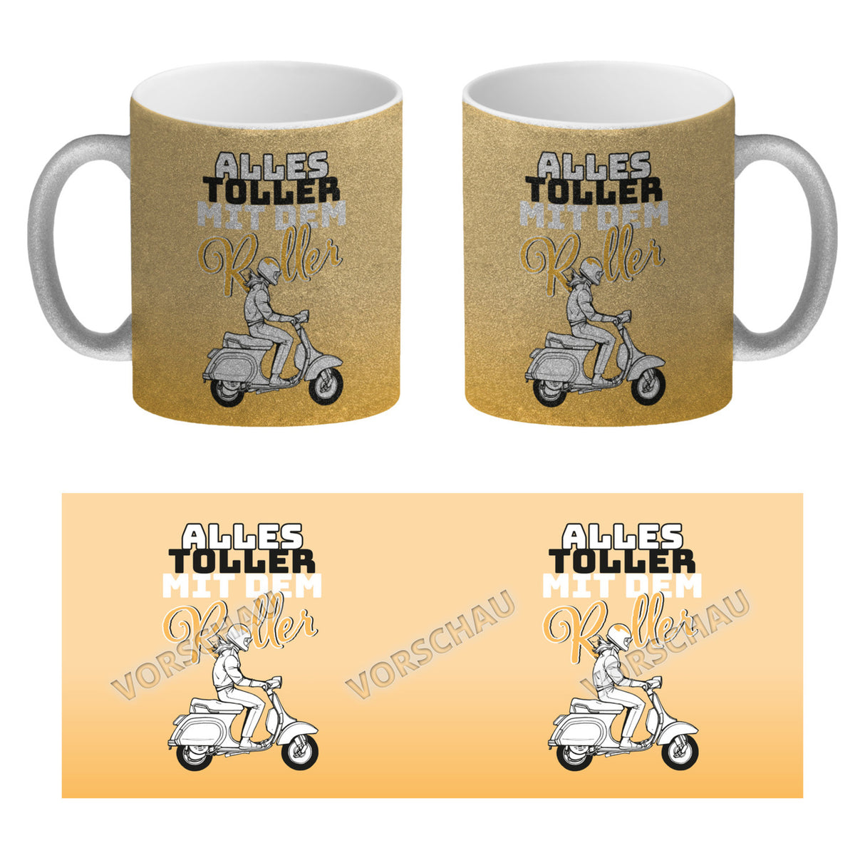 Alles toller mit dem Roller Kaffeebecher in {rosa} mit Rollerfahrerin