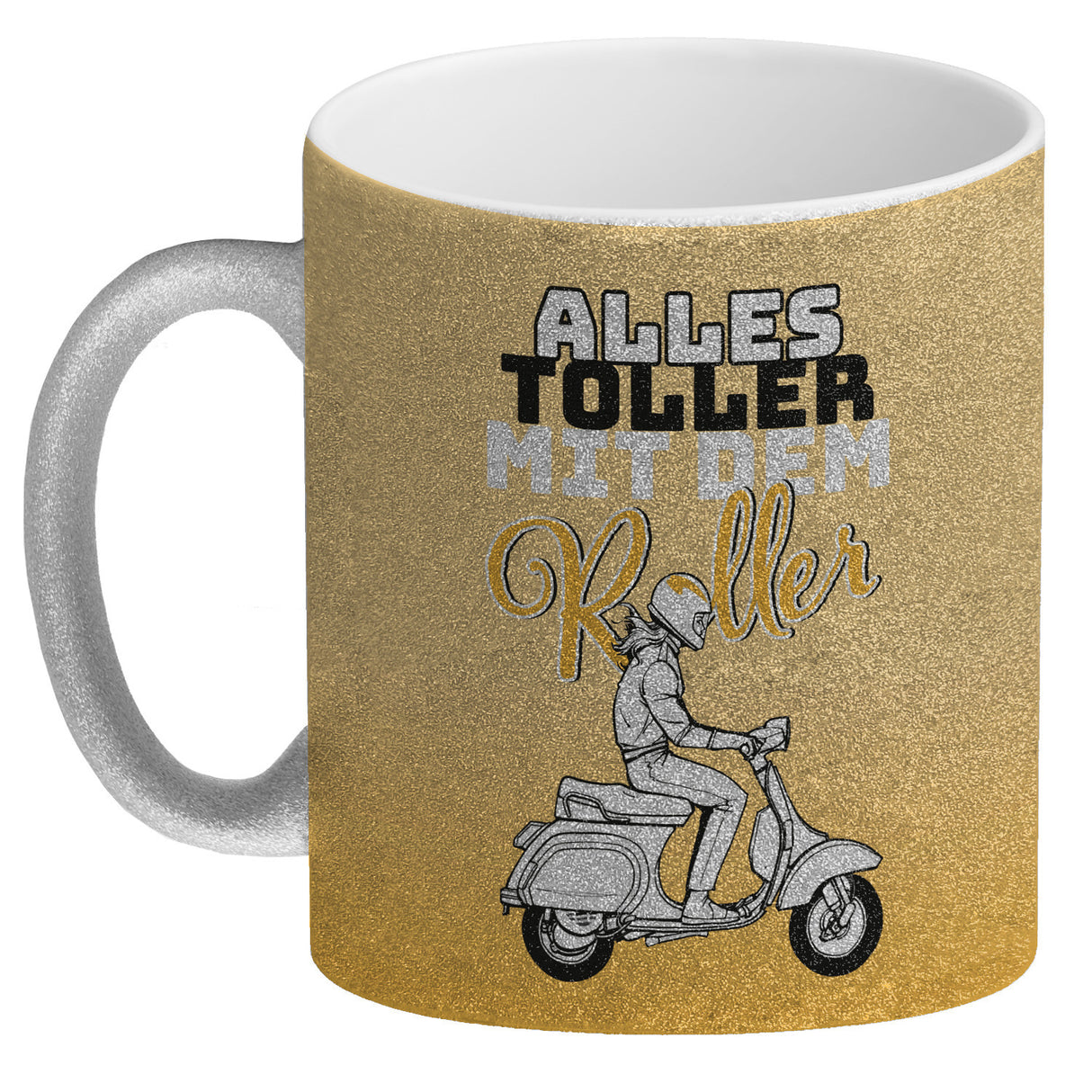 Alles toller mit dem Roller Kaffeebecher in {rosa} mit Rollerfahrerin