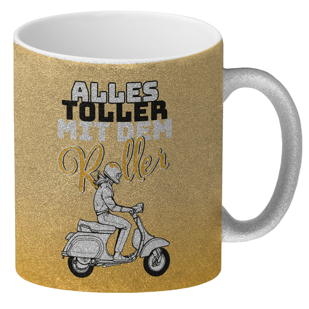 Alles toller mit dem Roller Kaffeebecher in {rosa} mit Rollerfahrerin